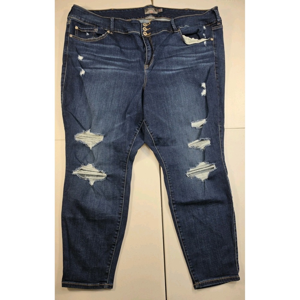 Torrid Premium Super Soft Jegging 28R High Rise Distressed Dark Wash Stretch